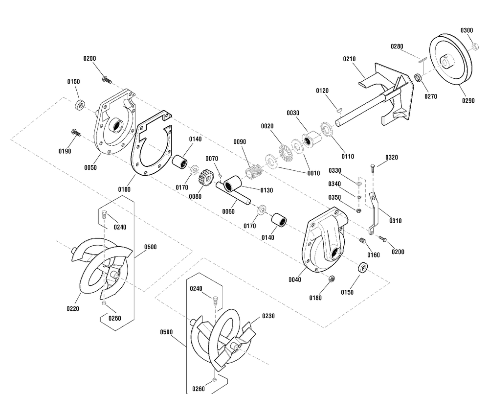 Auger Drive Group Diagram and Parts List for 1695733 2009 Briggs and Stratton Snow Blower